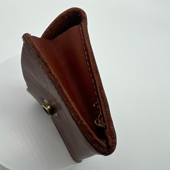 ROOTS VINTAGE Orange Brown Leather Brass Cardholder Unisex - Picture 5 of 10